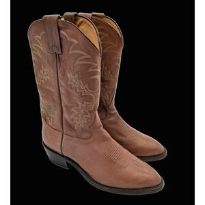 Tony Lama Boots Mens Size 9.5 EE Brown Leather Western Cowboy Handcrafted USA